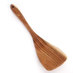 Cooking spatulas reference showing a solid turner with a broad blade and hanging hole