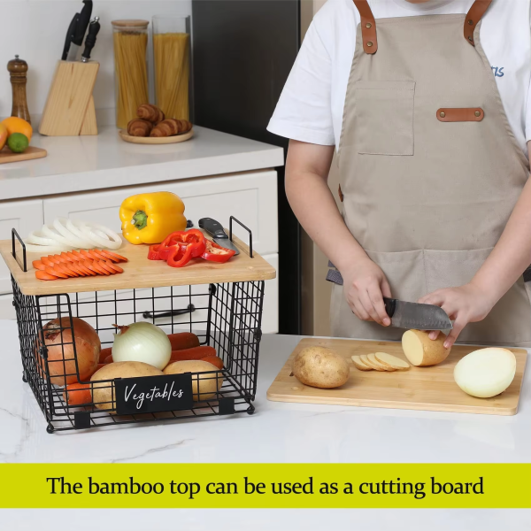 China Factory Direct Supplier Cabinet Countertop Organizer Bins With Bamboo Tray - Image 2