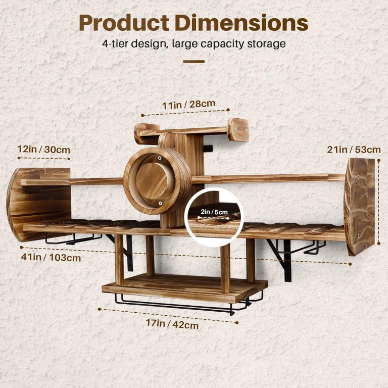 Airplane wine rack dimension diagram showing 41 inch width, 12 inch depth and approximately 21 inch height