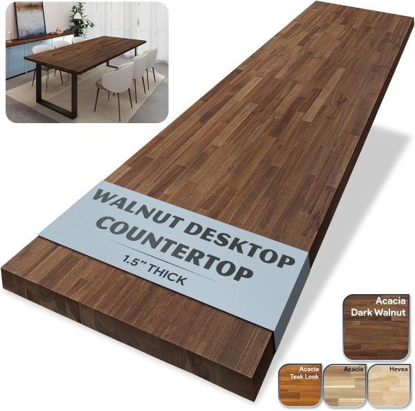 China Factory Supplier Dark Walnut Stained Acacia Butcher Block Island Countertop Solid Wood Table Top For Kitchen - Image 2