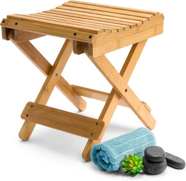 China Manufacturer Bamboo Folding Step Stool Bench Waterproof Bathroom Bench - Image 6