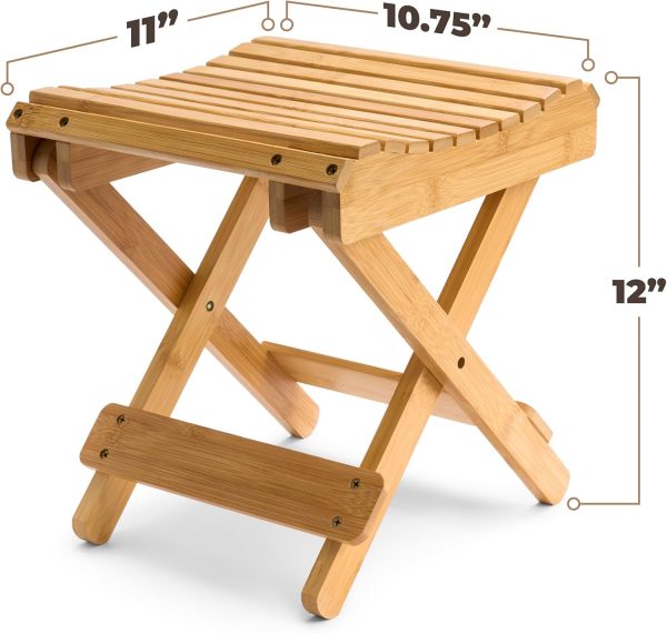 China Manufacturer Bamboo Folding Step Stool Bench Waterproof Bathroom Bench - Image 7