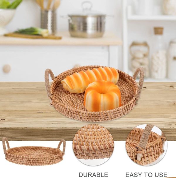 Round Bread Serving Tray Wicker Storage Basket with Handles China Supplier Wholesale - Image 7