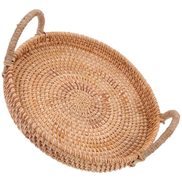 Round Bread Serving Tray Wicker Storage Basket with Handles China Supplier Wholesale - Image 5