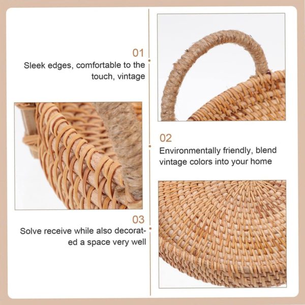 Round Bread Serving Tray Wicker Storage Basket with Handles China Supplier Wholesale - Image 4
