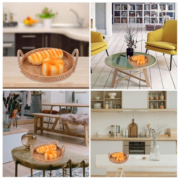 Round Bread Serving Tray Wicker Storage Basket with Handles China Supplier Wholesale - Image 3