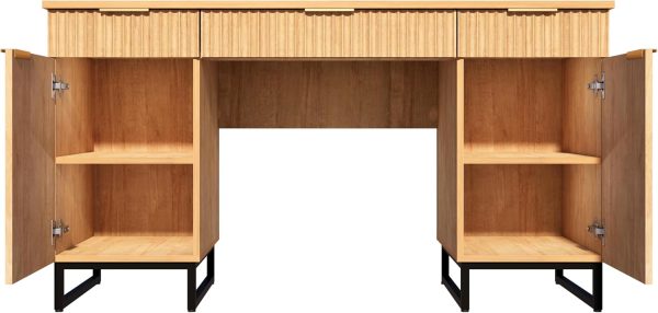 Executive Wooden Computer Desk with File Drawer Light Wood Natural Oak Storage Modern Office Desk for Work Study Bamboo Wooden Products Manufacturer - Image 6