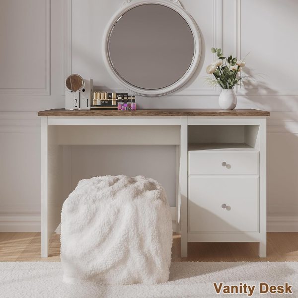 Soft White Executive Home Office Computer Desk with Drawers Charging Station Storage Shelf Vanity Writing Desk Wood Products Supplier - Image 6