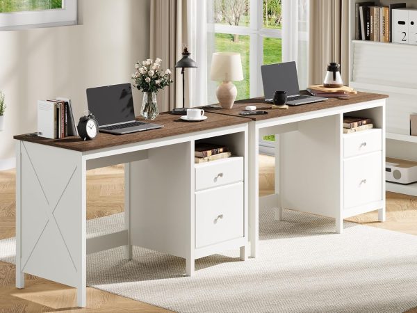 Soft White Executive Home Office Computer Desk with Drawers Charging Station Storage Shelf Vanity Writing Desk Wood Products Supplier - Image 7