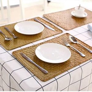 4 Pack Rectangular Woven Placemats Natural Seagrass Place Mats  17" x 12" China Supplier