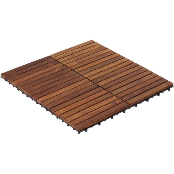 Interlocking Flooring Tiles in Solid Teak Wood Oiled Finish Set of 10 - Image 2