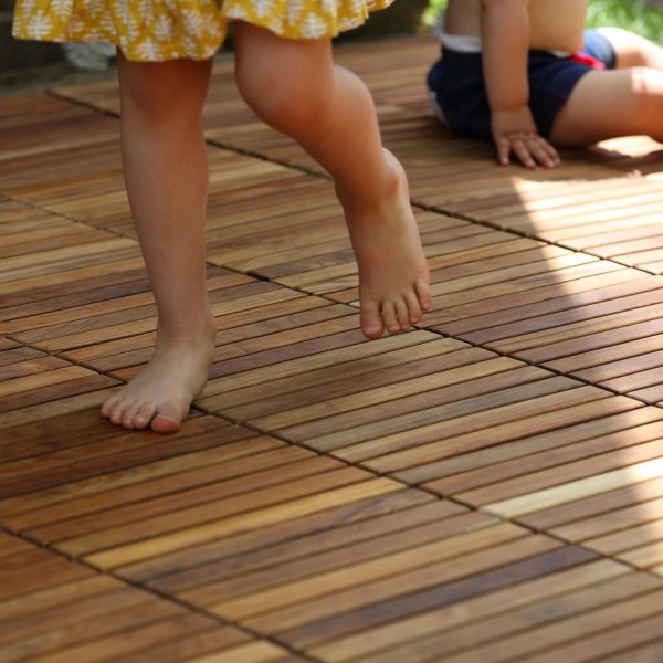 Interlocking Flooring Tiles in Solid Teak Wood Oiled Finish Set of 10 - Image 5