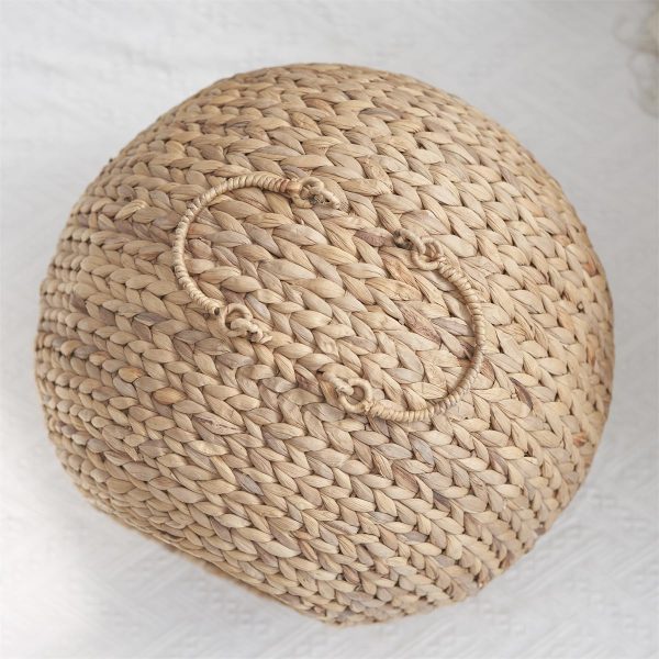 Water Hyacinth Round Cat Bed Cave with Handles 18"D x 18"W x 18"H Eco-friendly Woven Supplier - Image 7