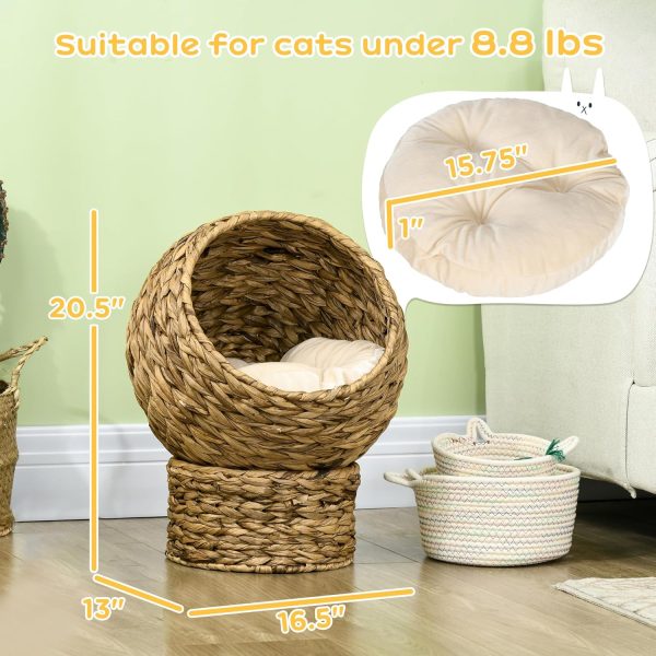 Handwoven Elevated Cat Bed with Soft Cushion Cat Egg Chair Shape China Factory - Image 2