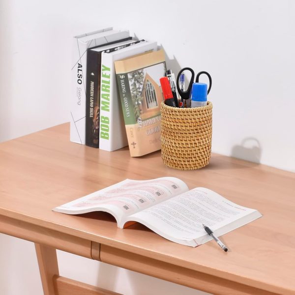 2 Pack Cylindrical Rattan Pencil Holders Marker Pen Storage Rack China Supplier - Image 6