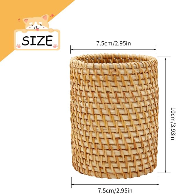 2 Pack Cylindrical Rattan Pencil Holders Marker Pen Storage Rack China Supplier - Image 2