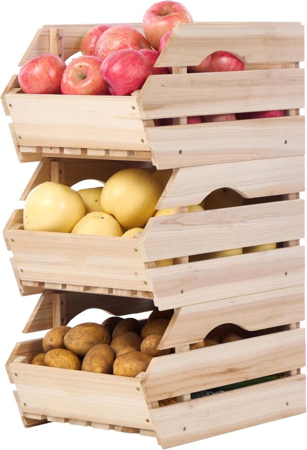 Wood Potato Onion Storage Bins Kitchen Pantry Organization China Bamboo Products Manufacturer - Image 6