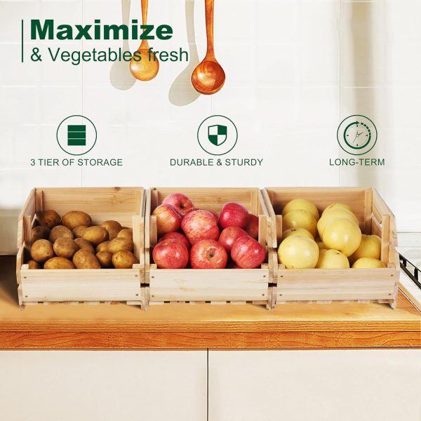 Wood Potato Onion Storage Bins Kitchen Pantry Organization China Bamboo Products Manufacturer - Image 2