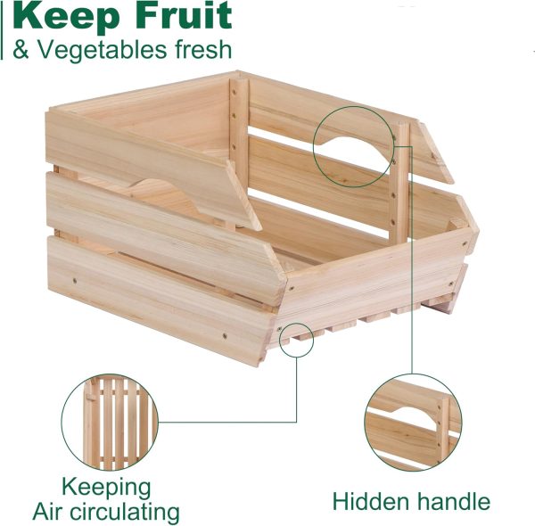 Wood Potato Onion Storage Bins Kitchen Pantry Organization China Bamboo Products Manufacturer - Image 4