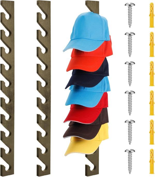 3 Pack Wooden Hat Rack For Baseball Cap Wall Mount Hat Racks Vertical Cap Display Holder Eco-friendly Bamboo Wooden Homeware Supplier