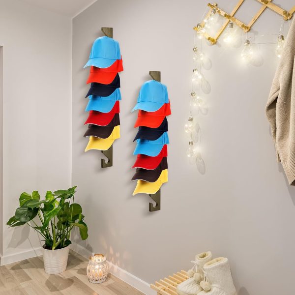 3 Pack Wooden Hat Rack For Baseball Cap Wall Mount Hat Racks Vertical Cap Display Holder Eco-friendly Bamboo Wooden Homeware Supplier - Image 3