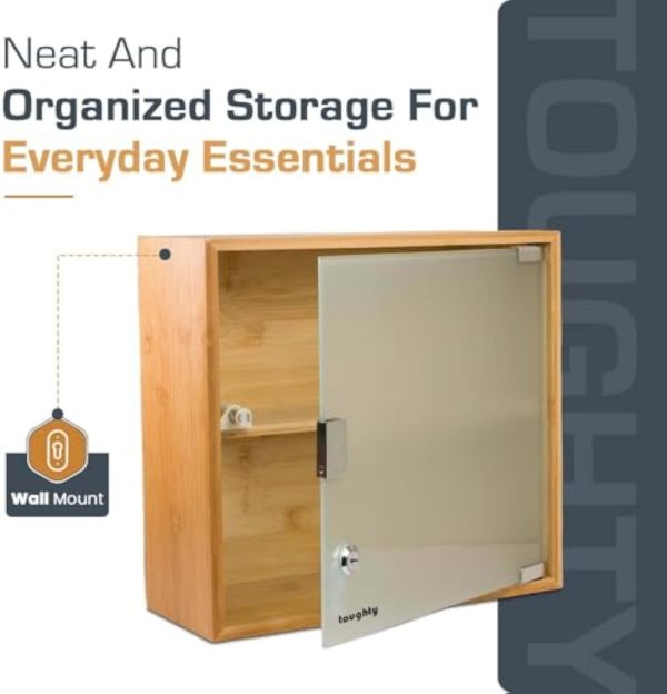 Lockable Bamboo Medicine Cabinet Wall Mounted Lockable Wall Mounted First Aid Box Bamboo Products Manufacturer - Image 7