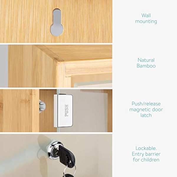 Lockable Bamboo Medicine Cabinet Wall Mounted Lockable Wall Mounted First Aid Box Bamboo Products Manufacturer - Image 2