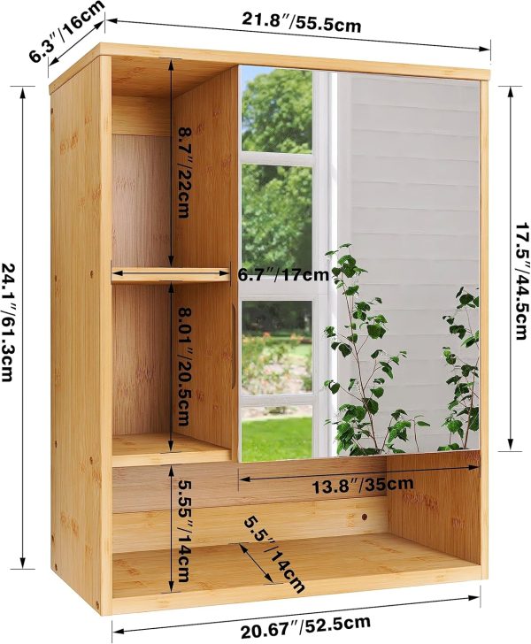 Bamboo Bathroom Mirror Cabinet Wall Mounted Bamboo Space Saver Medicine Cabinet Bamboo Products Manufacturer - Image 6