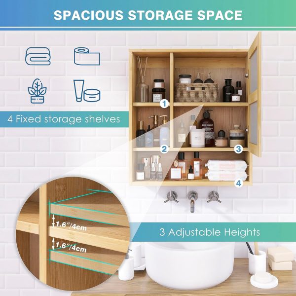 Bamboo Bathroom Mirror Cabinet Wall Mounted Bamboo Space Saver Medicine Cabinet Bamboo Products Manufacturer - Image 2