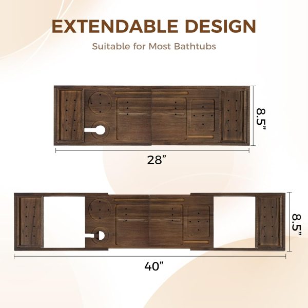 Teak Bath Tray Adjustable Bathtub Caddy Luxury Bath Tray with Expandable Handles Bamboo Bathroom Wooden Products Manufacturer - Image 4