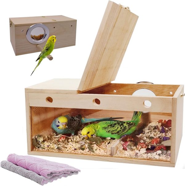 Transparent Parakeet Nest Box Wooden Acrylic Bird Cage House Nest Bamboo Wooden Products Manufacturer - Image 4