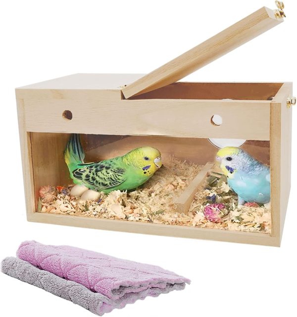 Transparent Parakeet Nest Box Wooden Acrylic Bird Cage House Nest Bamboo Wooden Products Manufacturer - Image 3
