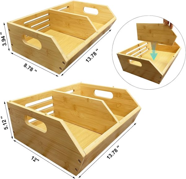 Bamboo Stackable Vegetable Storage Bins Durable Food Grade Easy Clean Multi Purpose Basket Bamboo Wooden Products Manufacturer - Image 3