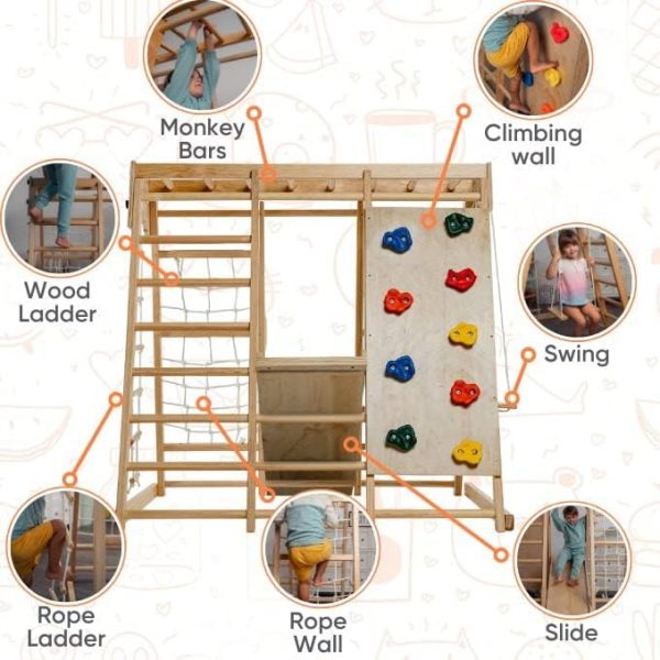 Montessori Wooden Climbing Gym Indoor Playground Jungle Gym Bamboo Wooden Products Manufacturer - Image 6