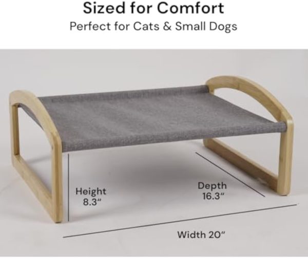 Elevated Cat Bed Bamboo Cot Washable Covers Pet Hammock Furniture Modern Raised Pet Beds Bamboo Wooden Products Manufacturer - Image 2