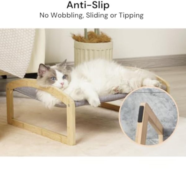 Elevated Cat Bed Bamboo Cot Washable Covers Pet Hammock Furniture Modern Raised Pet Beds Bamboo Wooden Products Manufacturer