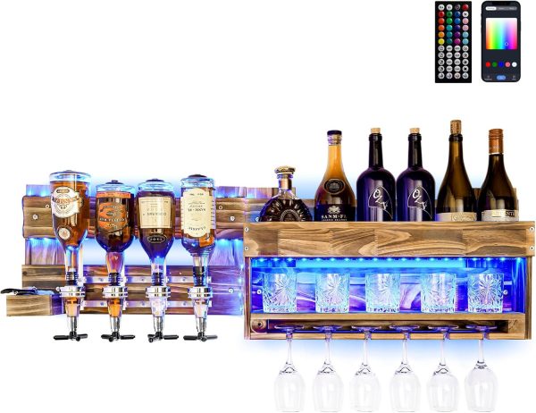 Wine Rack Wall Mounted Wood Alcohol Shelf Kitchen Decor Liquor Dispenser Storage Bamboo Wooden Products Manufacturer - Image 4