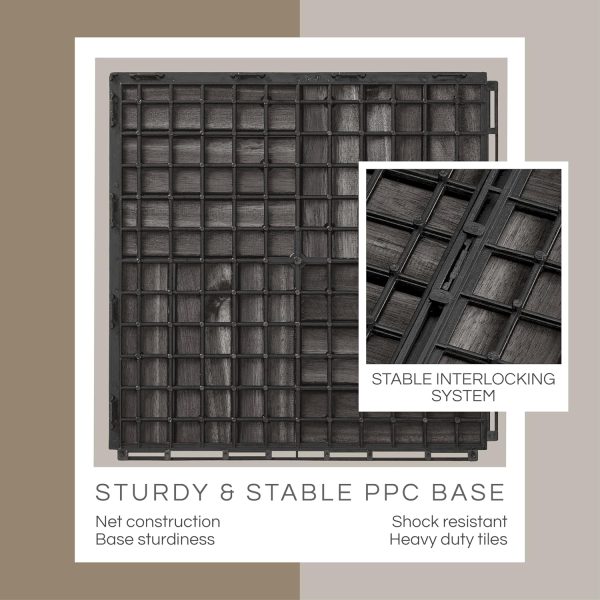 10 Pcs Interlocking Deck Tiles Acacia Wood Waterproof Patio Flooring Balcony Backyard Outdoor Indoor All Weather Non Slip Surface Bamboo Wooden Products Manufacturer - Image 2