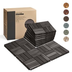 10 Pcs Interlocking Deck Tiles Acacia Wood Waterproof Patio Flooring Balcony Backyard Outdoor Indoor All Weather Non Slip Surface Bamboo Wooden Products Manufacturer