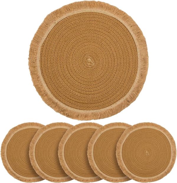 10 Pcs Round Woven Placemats Plate Chargers Set Rustic Rattan Wicker Jute Braided Table Mats For Dining Table Decor Bamboo Wooden Products Manufacturer - Image 4