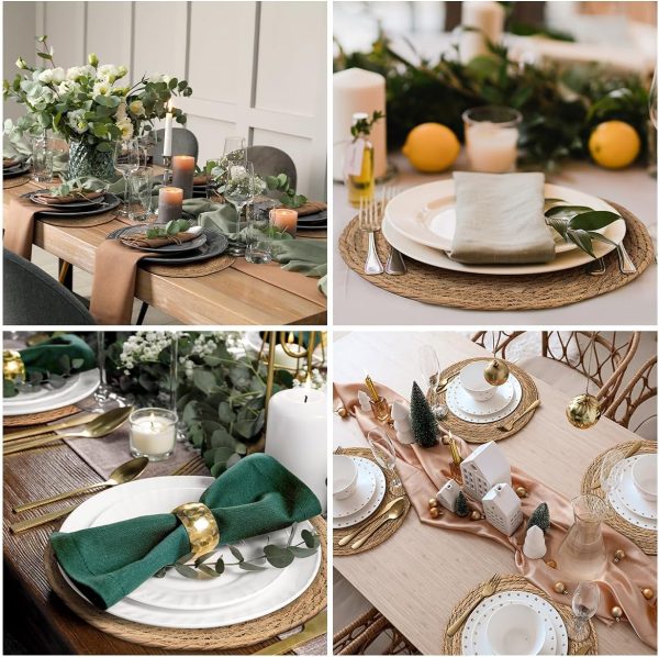 10 Pcs Round Woven Placemats Plate Chargers Set Rustic Rattan Wicker Jute Braided Table Mats For Dining Table Decor Bamboo Wooden Products Manufacturer - Image 5
