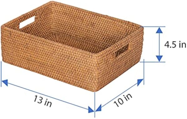 Laguna Rattan Shelf and Basket Wicker Storage Basket Organization Decorative Box with Cut-Out Handles Bamboo Wooden Products Manufacturer - Image 2