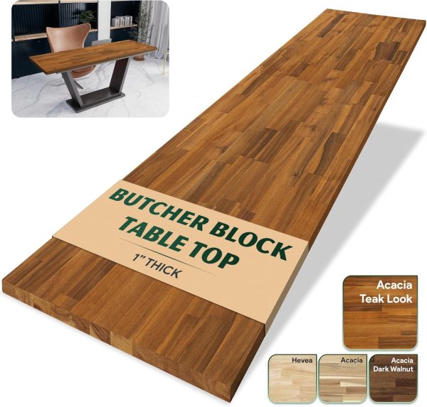 Solid Wood Teak Stained Acacia Table Elegant Durable Hardwood Countertop Table Top Bamboo Wooden Products Manufacturer - Image 7