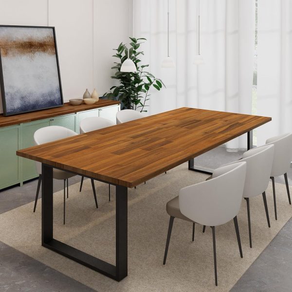 Solid Wood Teak Stained Acacia Table Elegant Durable Hardwood Countertop Table Top Bamboo Wooden Products Manufacturer - Image 5