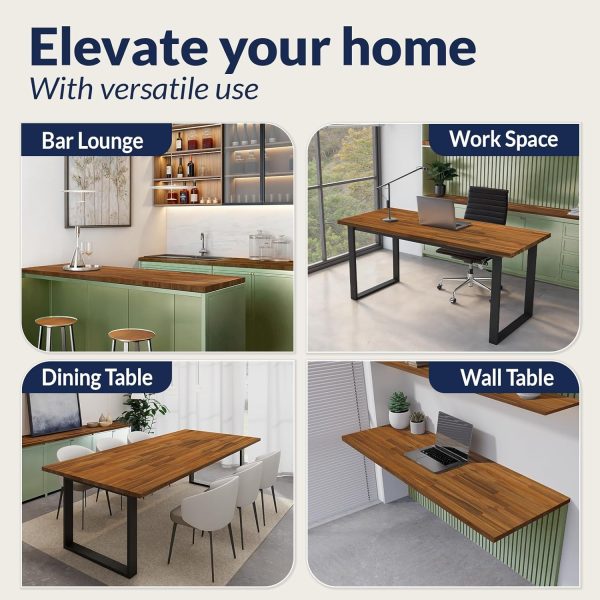Solid Wood Teak Stained Acacia Table Elegant Durable Hardwood Countertop Table Top Bamboo Wooden Products Manufacturer - Image 2