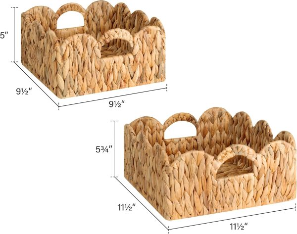 Scalloped Edge Wicker Basket Bamboo Hand-woven Rattan Baskets With Built-in Handles Water Hyacinth Basket Wooden Products Manufacturer - Image 6