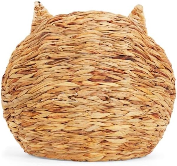 Straw Cat Head Bed With Seagrass Basket Weave Removable Washable Pillow Insert Basket Bamboo Wooden Products Manufacturer - Image 3
