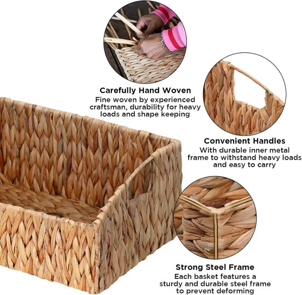 Handwoven Wicker Storage Bins Natural Water Hyacinth Storage Baskets Storage Container Baskets For Shelves Bamboo Wooden Products Manufacturer - Image 5