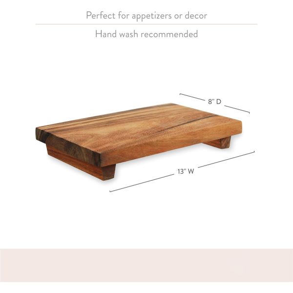 Footed Acacia Wood Serving Board Decorative Tray Cheese Board Riser - Image 7