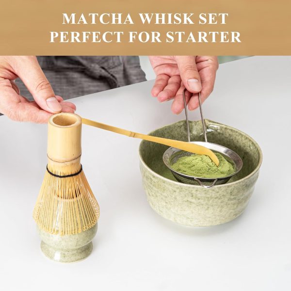 Matcha Making Kit Whisk Bamboo Scoop Powder Starter Sifter Spoon Tea Tools - Image 6